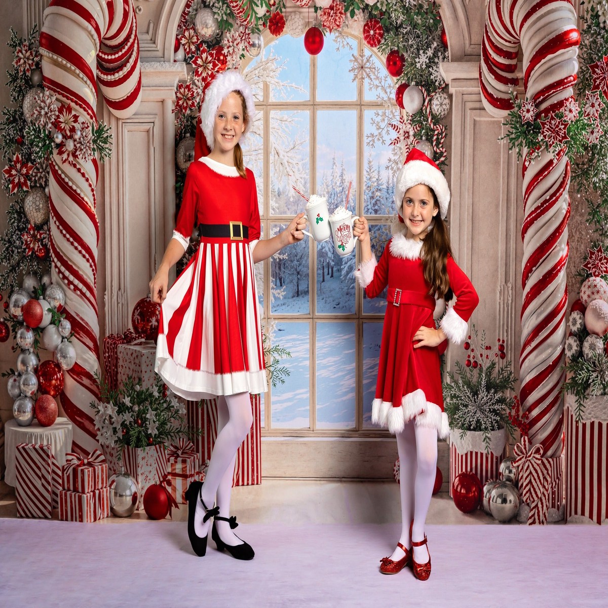 Lightning Deals - Kate Christmas Printed Backdrop Candy Cane Decoration Designed by Emetselch