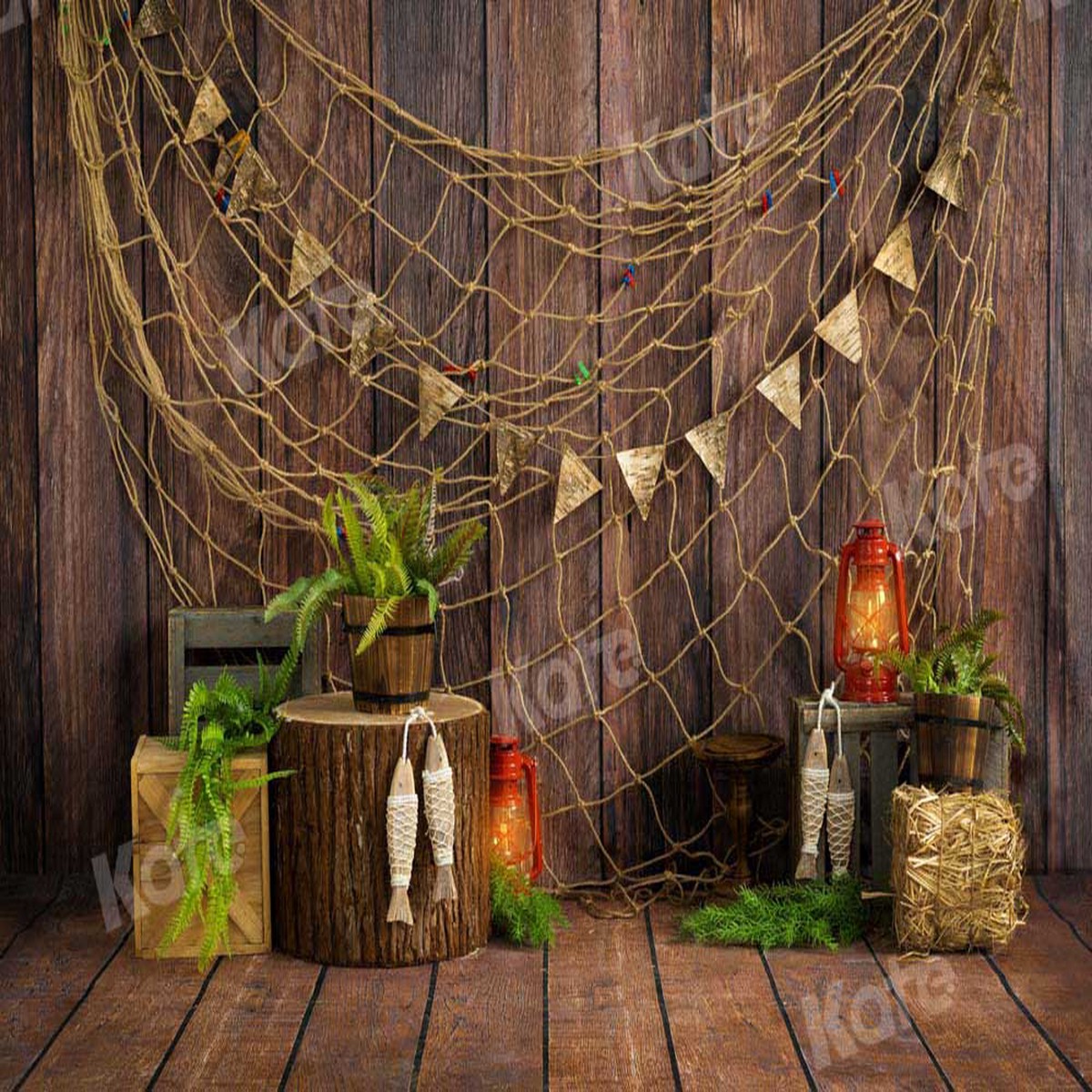 Kate Wood Fishing Net Printed Backdrop Designed by Emetselch